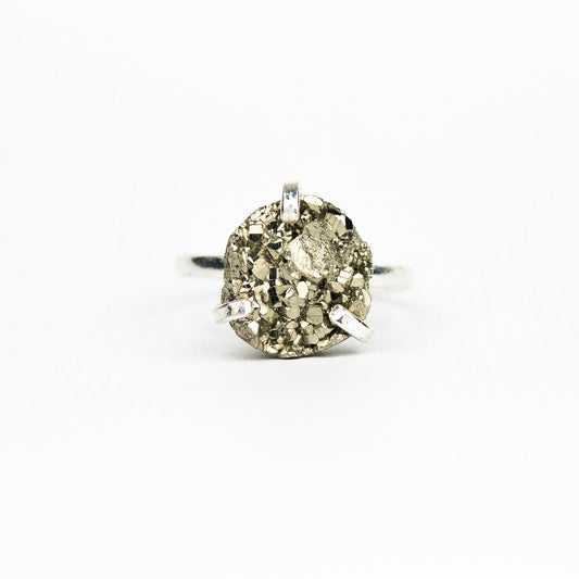 Каблучка з піритом з посрібленням onesize Py-70