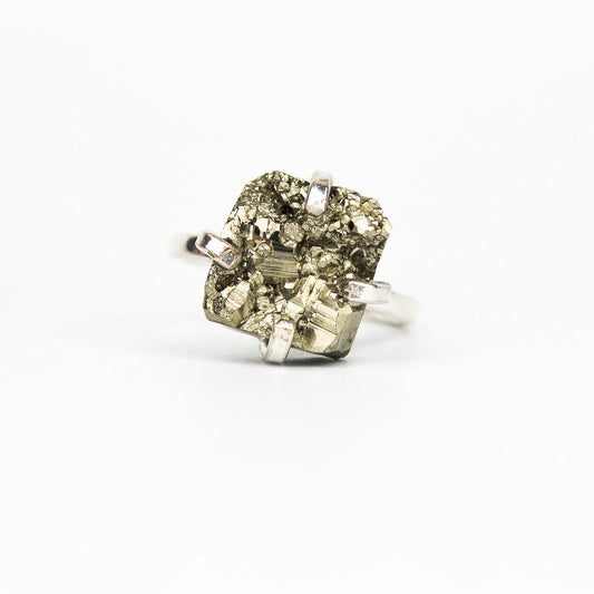 Каблучка з піритом з посрібленням onesize Py-74