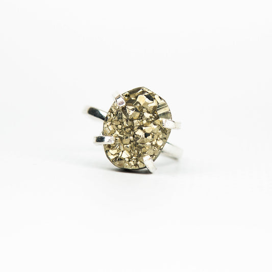 Каблучка з піритом з посрібленням onesize Py-76