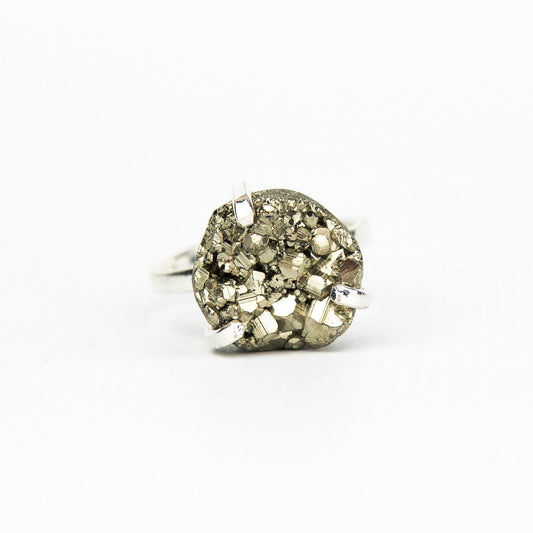 Каблучка з піритом з посрібленням onesize Py-80