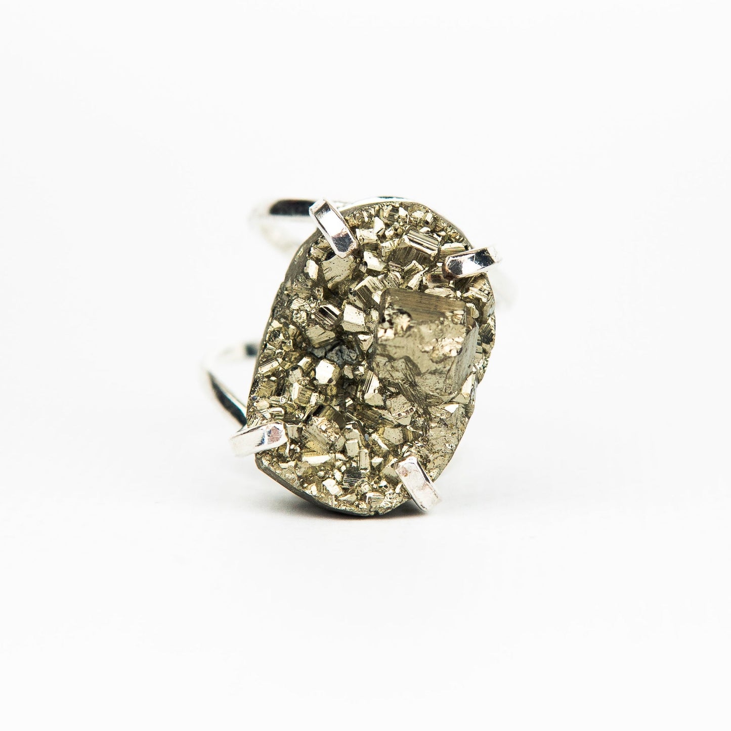 Каблучка з піритом з посрібленням onesize Py-84