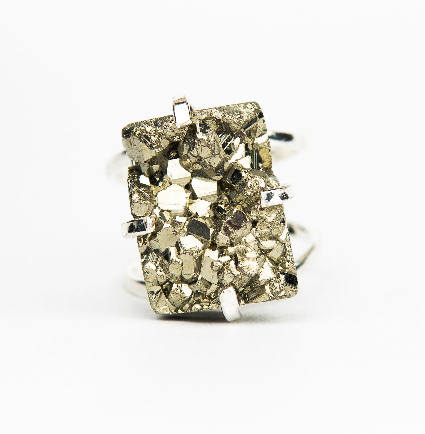 Каблучка з піритом з посрібленням onesize Py-95
