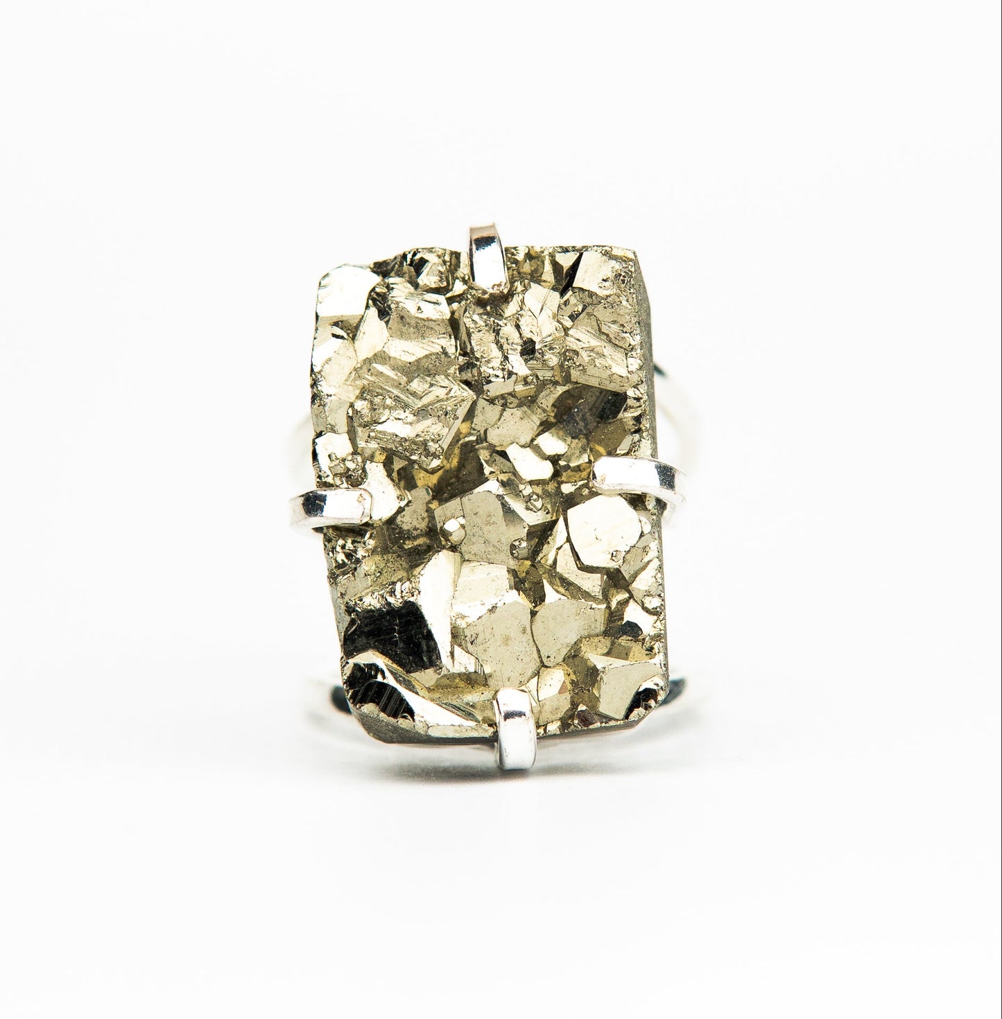 Каблучка з піритом з посрібленням onesize Py-96