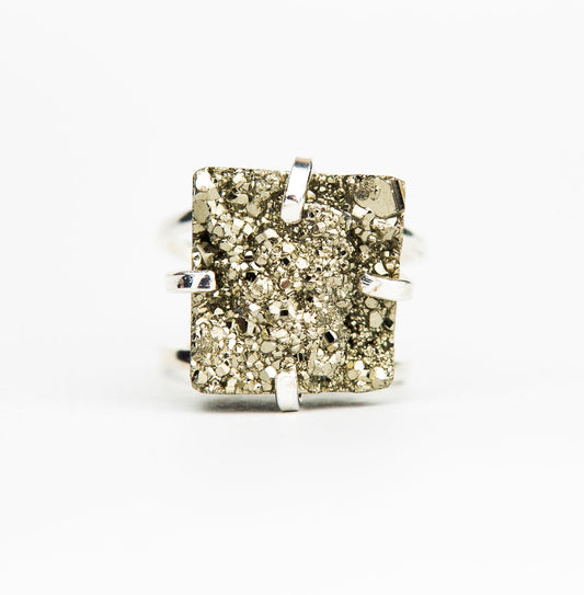 Каблучка з піритом з посрібленням onesize Py-98