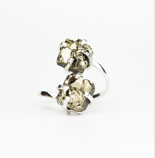 Каблучка з піритом з посрібленням onesize Py-99