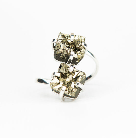 Каблучка з піритом з посрібленням onesize Py-100