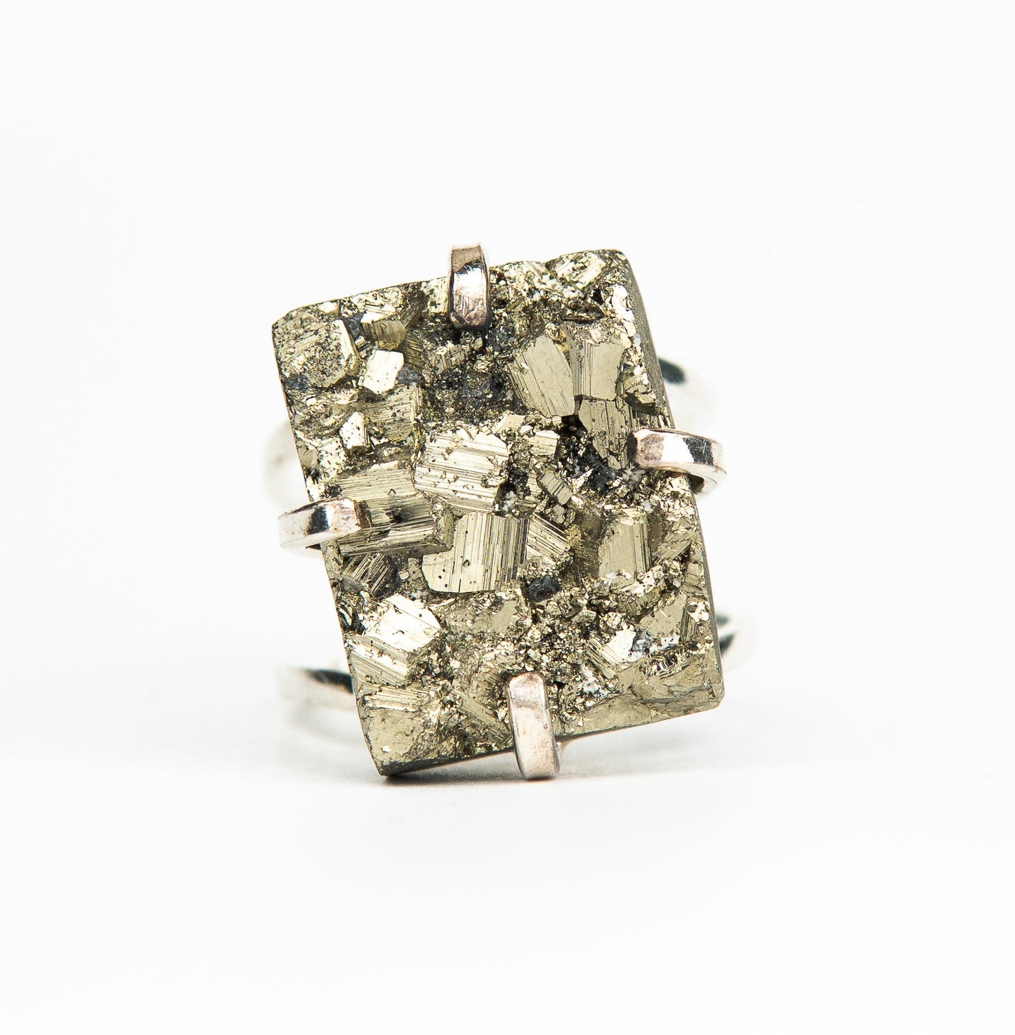 Каблучка з піритом з посрібленням onesize Py-108