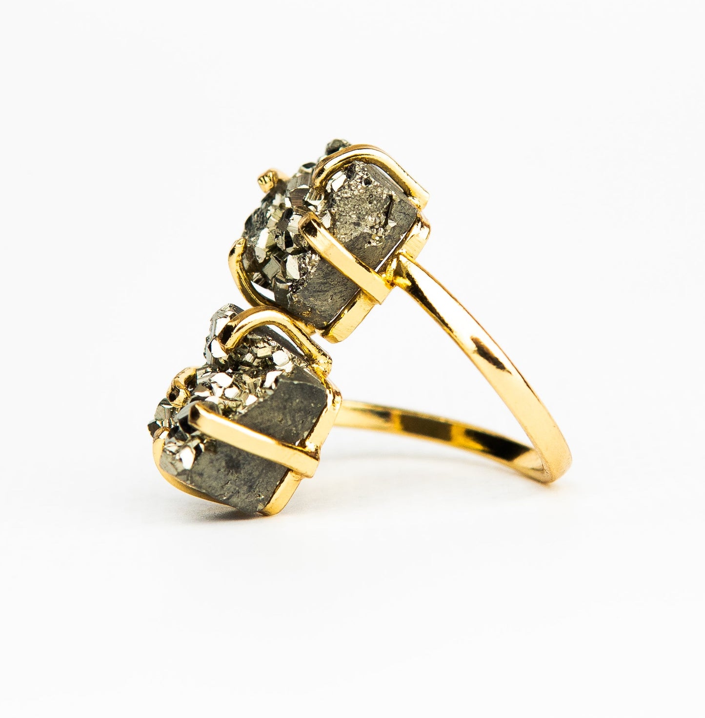 Каблучка з піритом з позолотою onesize Py-108