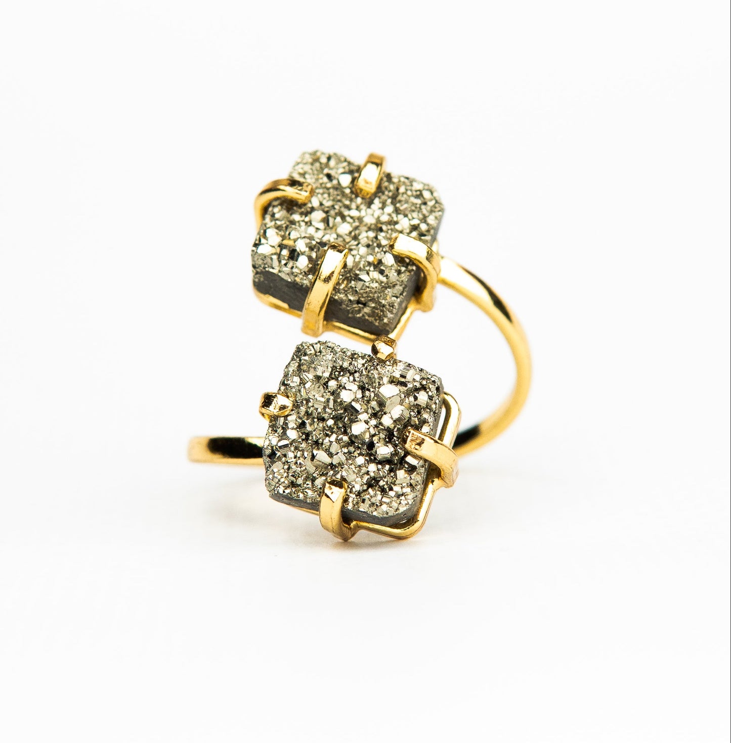 Каблучка з піритом з позолотою onesize Py-110