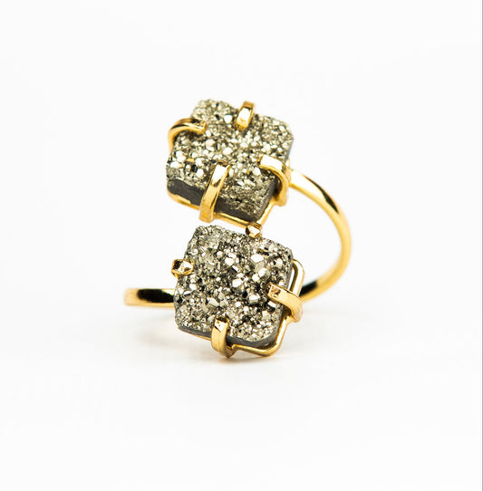 Каблучка з піритом з позолотою onesize Py-110