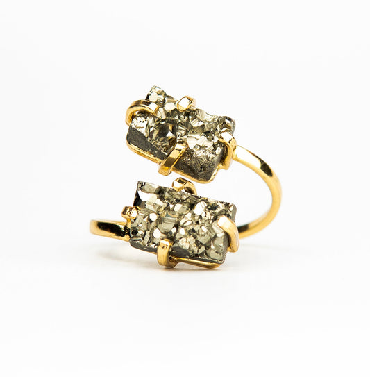 Каблучка з піритом з позолотою onesize Py-112