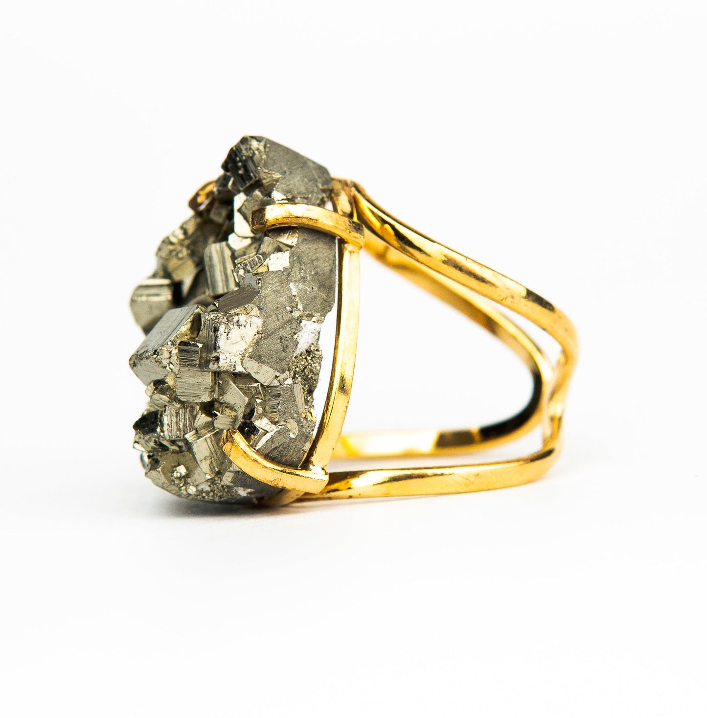 Каблучка з піритом з позолотою onesize Py-114