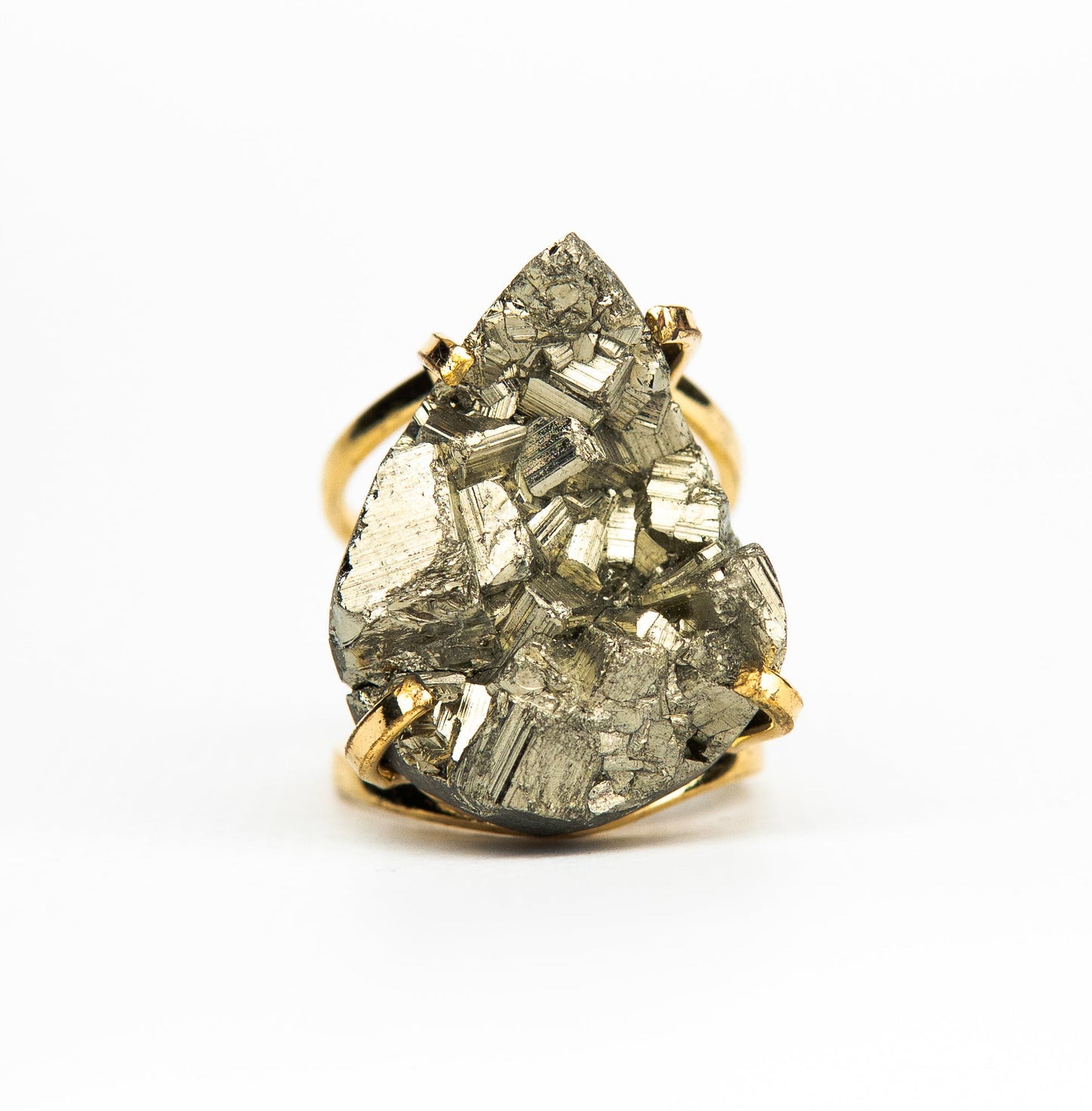 Каблучка з піритом з позолотою onesize Py-115