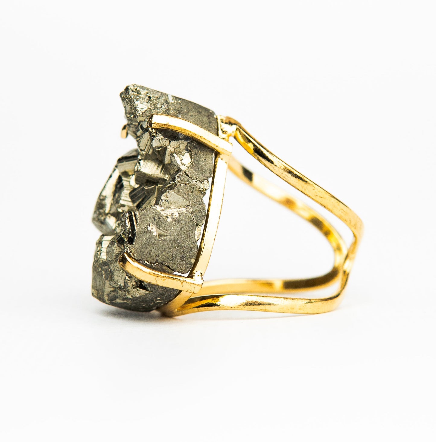 Каблучка з піритом з позолотою onesize Py-115