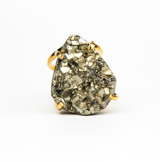 Каблучка з піритом з позолотою onesize Py-116