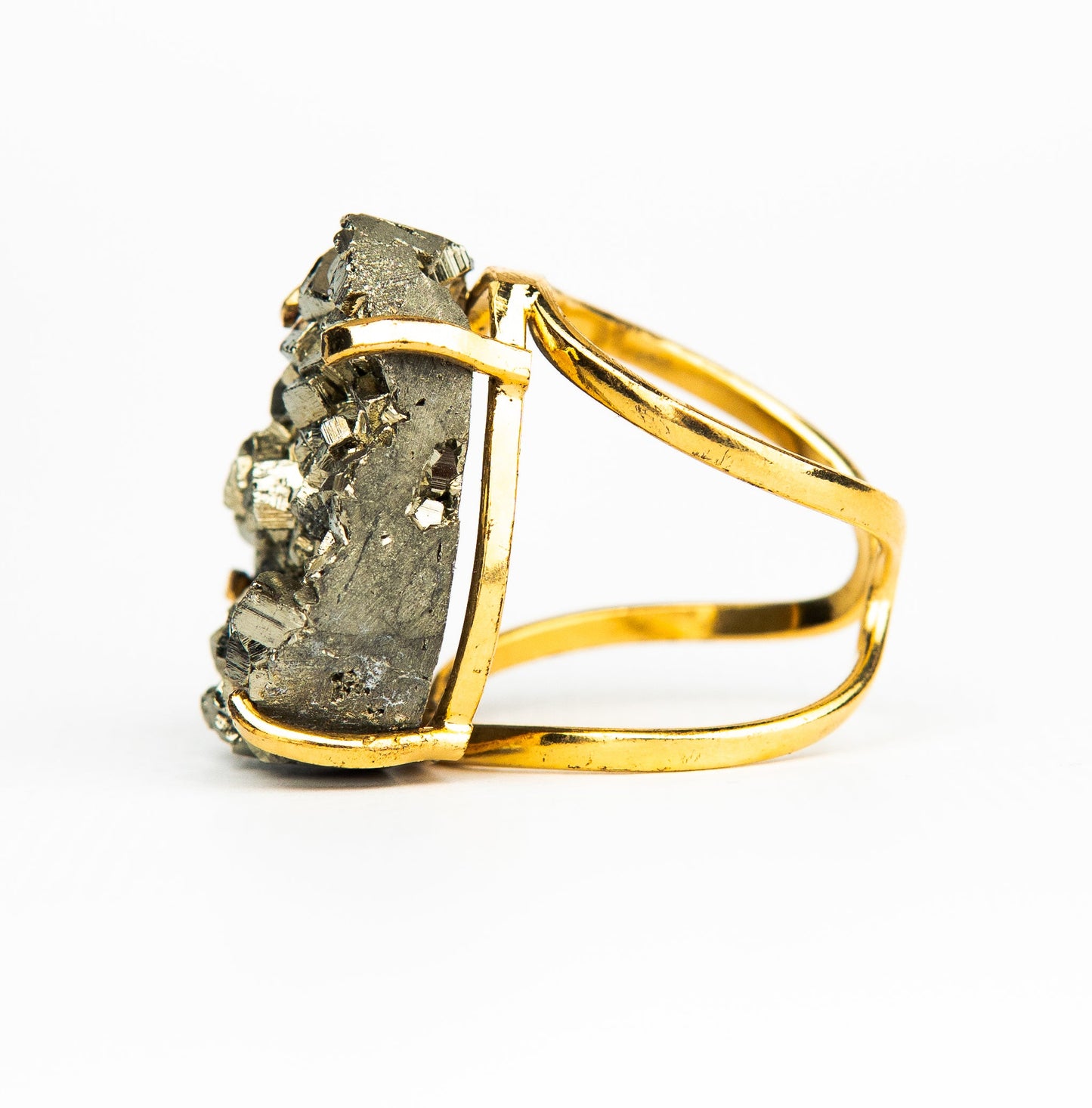 Каблучка з піритом з позолотою onesize Py-116