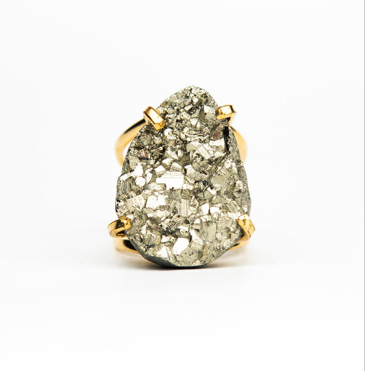 Каблучка з піритом з позолотою onesize Py-117