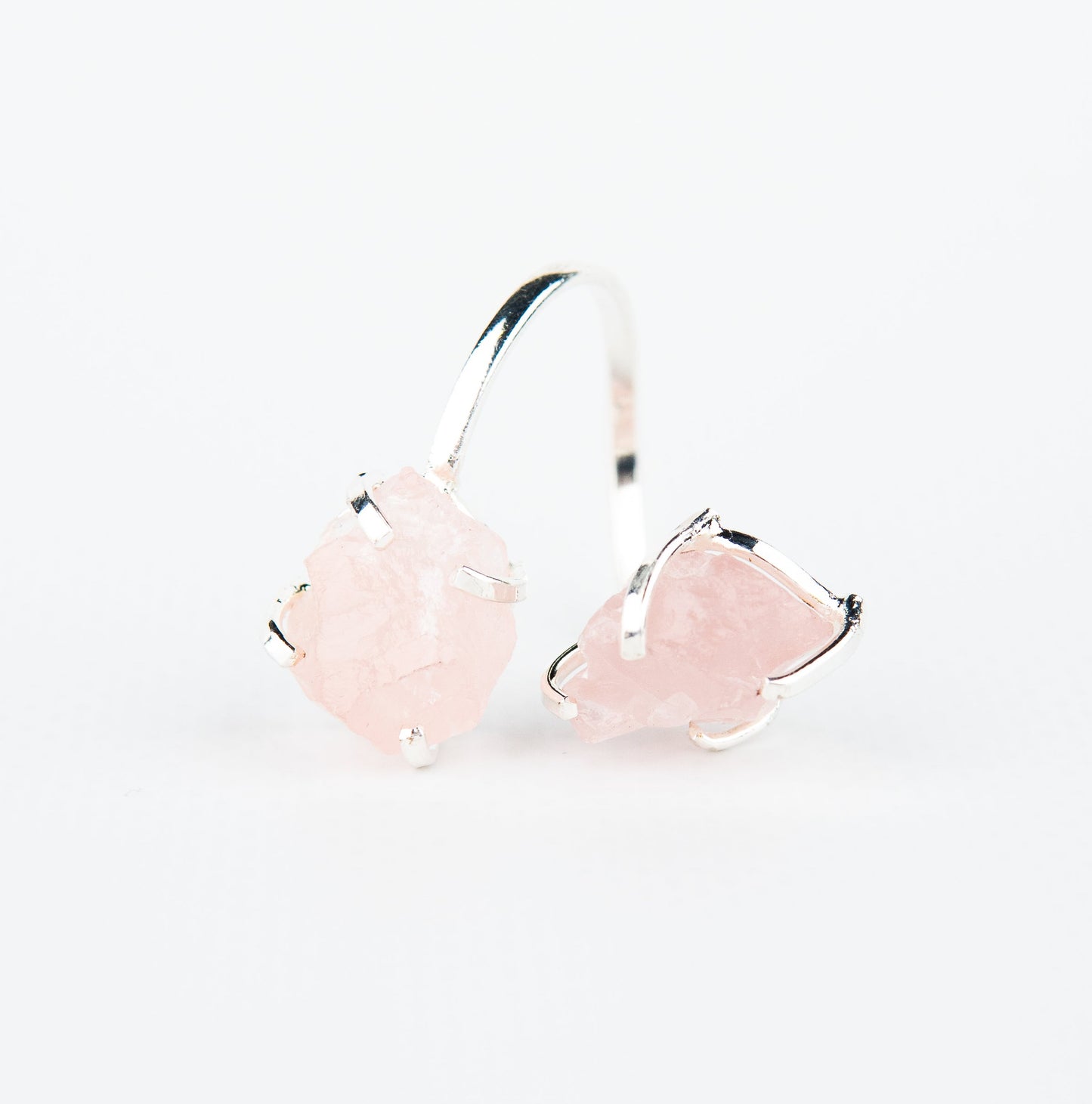 Каблучка з рожевим кварцом з посрібленням onesize Rq-11