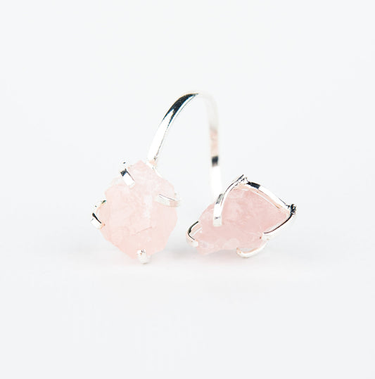 Каблучка з рожевим кварцом з посрібленням onesize Rq-11