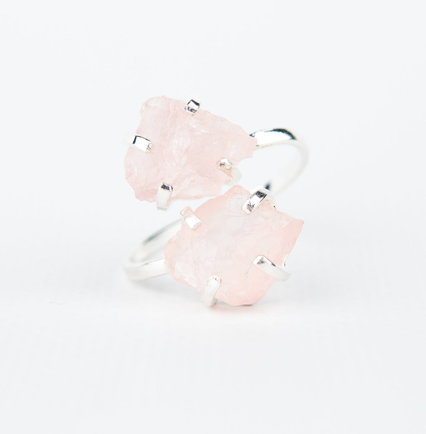 Каблучка з рожевим кварцом з посрібленням onesize Rq-12