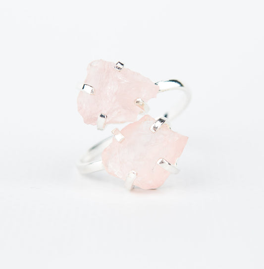 Каблучка з рожевим кварцом з посрібленням onesize Rq-12