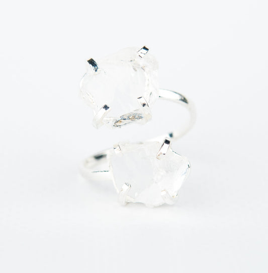 Каблучка з прозорим Кришталем з посрібленням onesize Cr-26