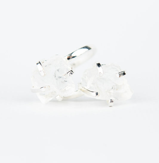 Каблучка з прозорим Кришталем з посрібленням onesize Cr-27