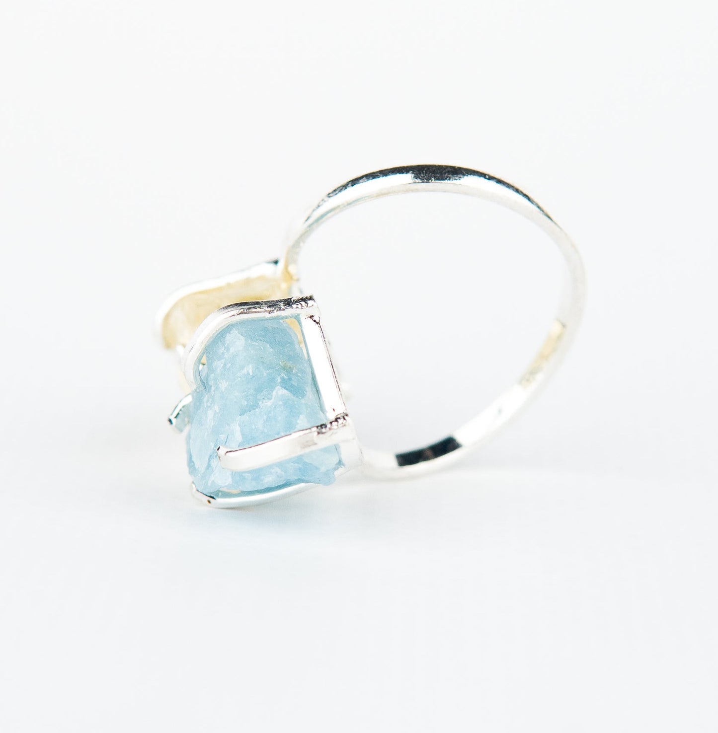 Каблучка з аквамарином та цитрином з посрібленням onesize AqCt-10