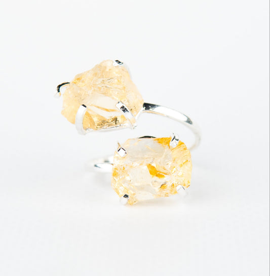 Каблучка з цитрином з посрібленням onesize Ct-21