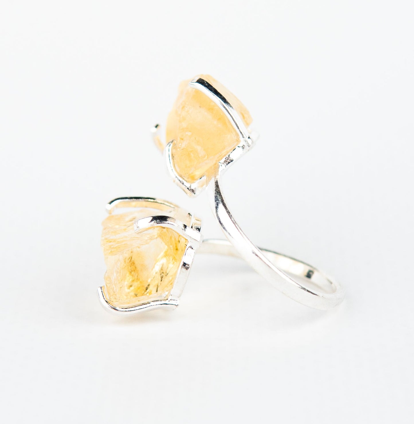 Каблучка з цитрином з посрібленням onesize Ct-21