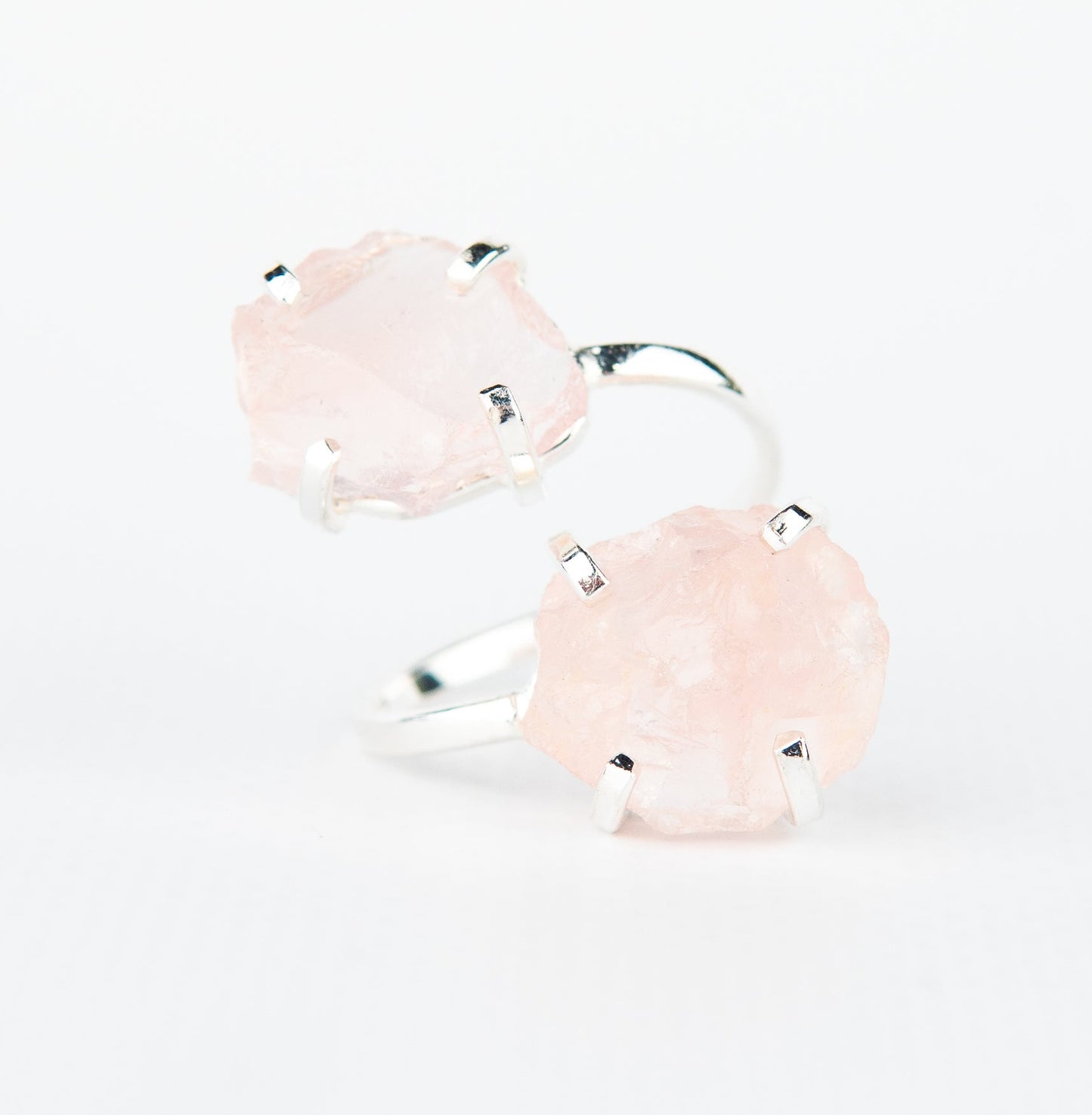 Каблучка з рожевим кварцом з посрібленням onesize Rq-13