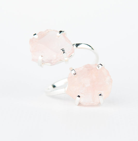 Каблучка з рожевим кварцом з посрібленням onesize Rq-13