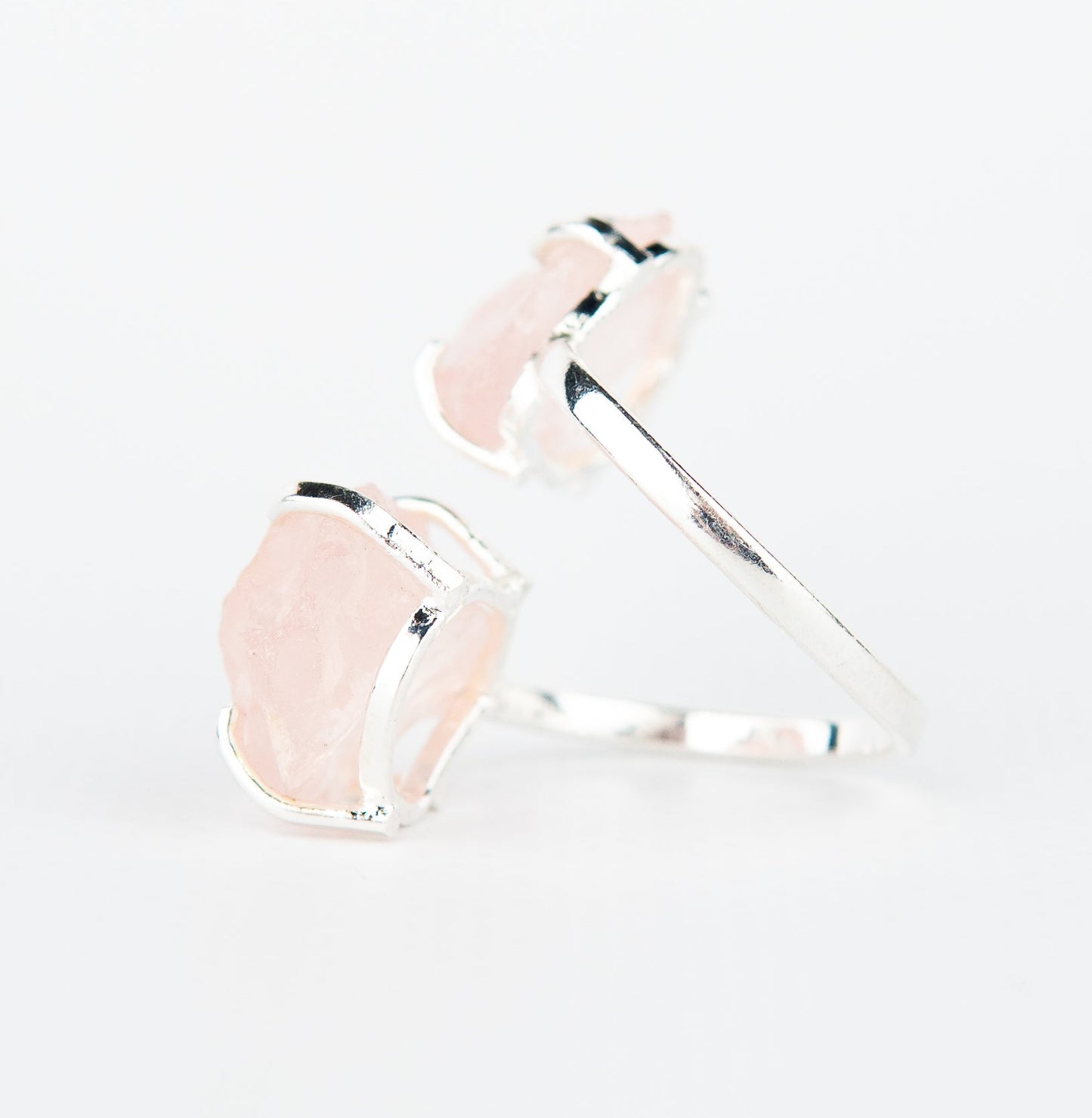 Каблучка з рожевим кварцом з посрібленням onesize Rq-13