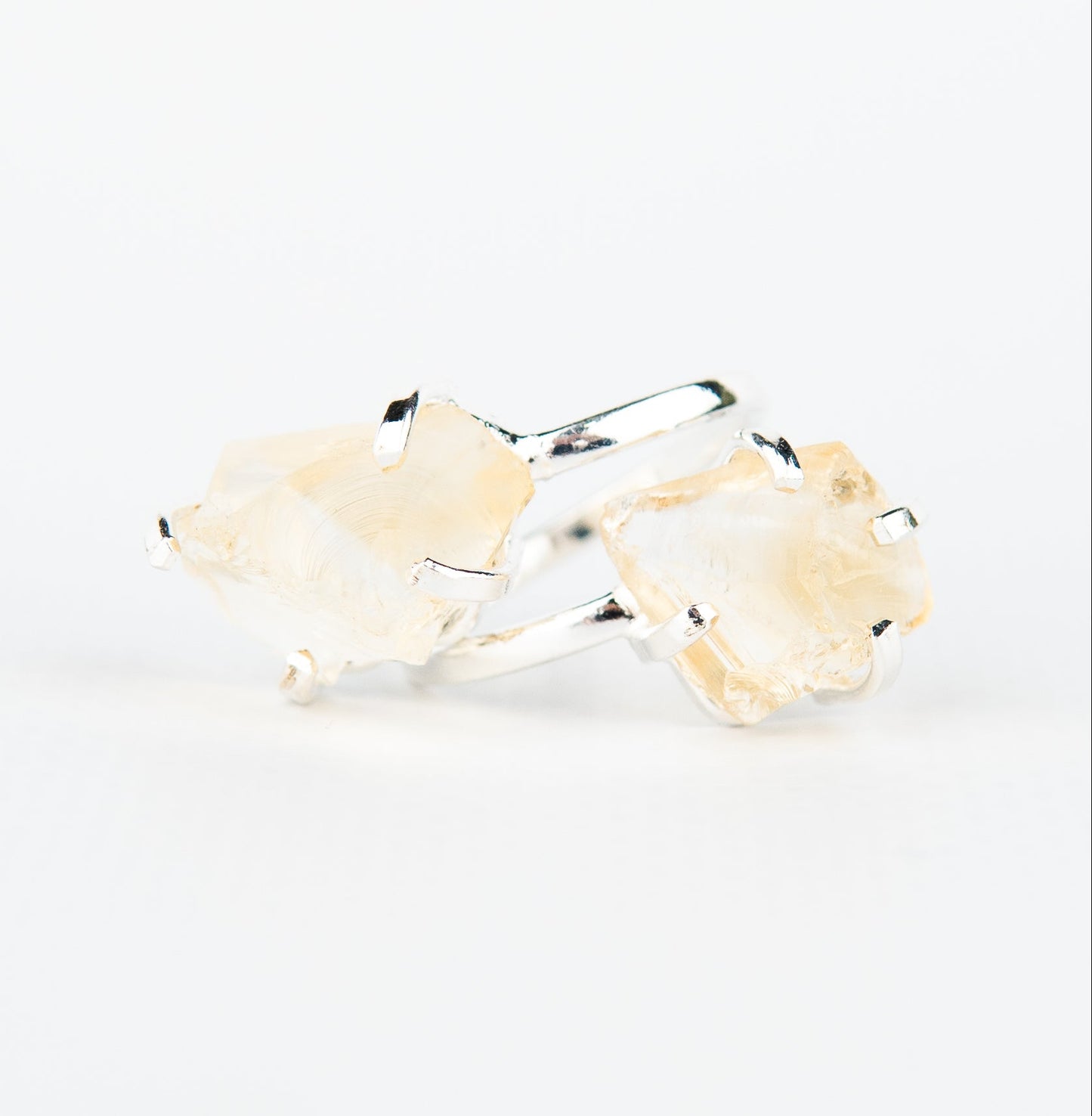 Каблучка з цитрином з посрібленням onesize Ct-22