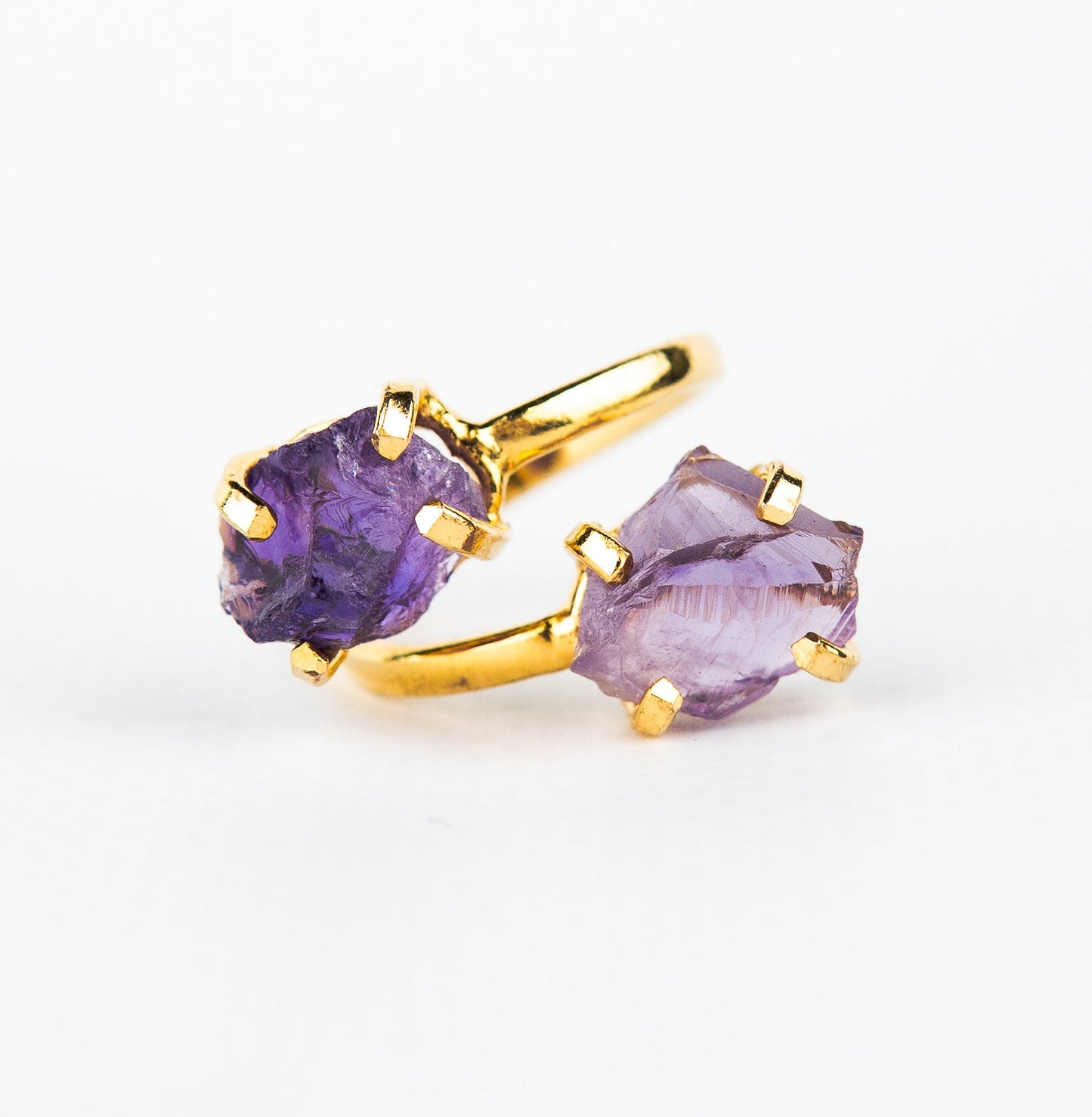 Каблучка з темним аметистом з позолотою onesize Da-234