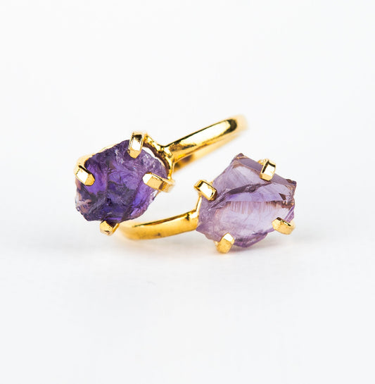 Каблучка з темним аметистом з позолотою onesize Da-234