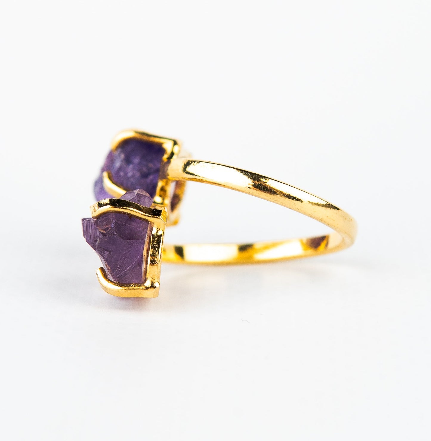 Каблучка з темним аметистом з позолотою onesize Da-234