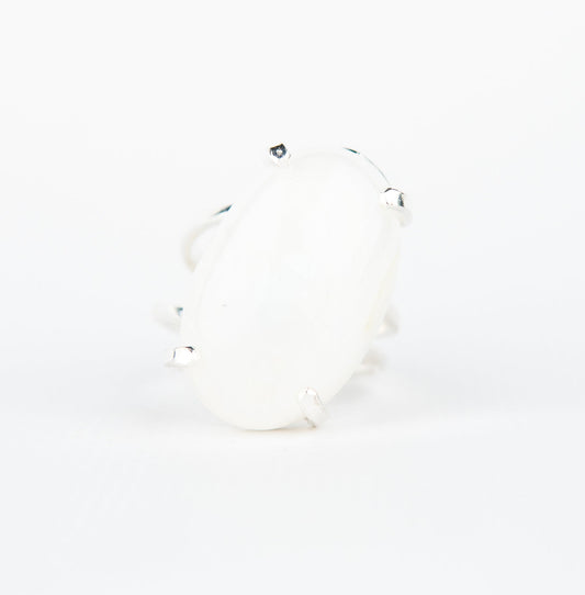 Каблучка з місячним камінням з посрібленням onesize Mk-1