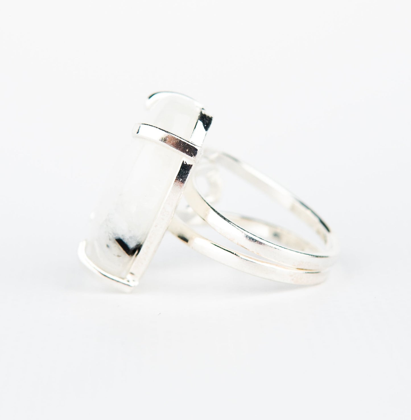 Каблучка з місячним камінням з посрібленням onesize Mk-2