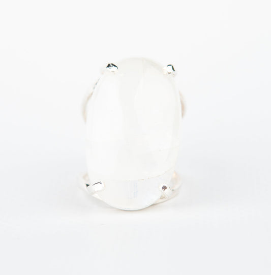 Каблучка з місячним камінням з посрібленням onesize Mk-4