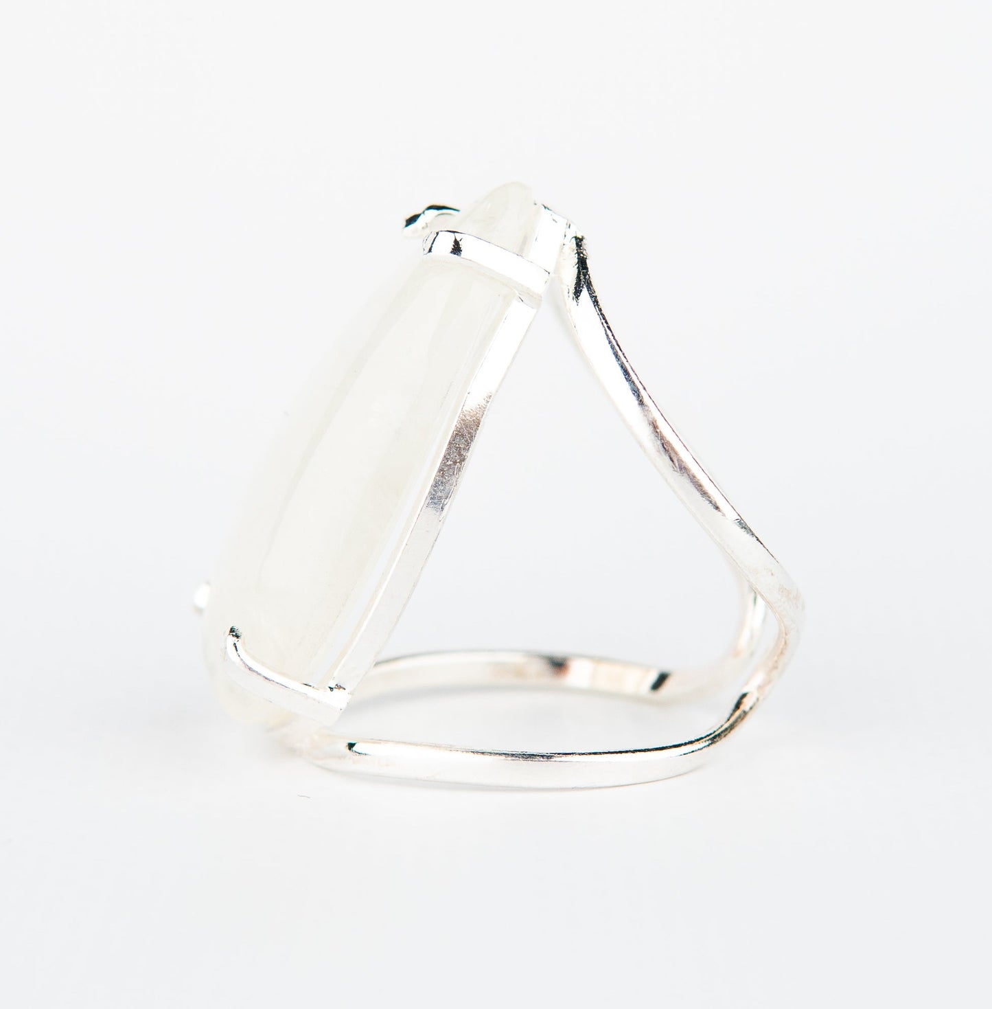 Каблучка з місячним камінням з посрібленням onesize Mk-5