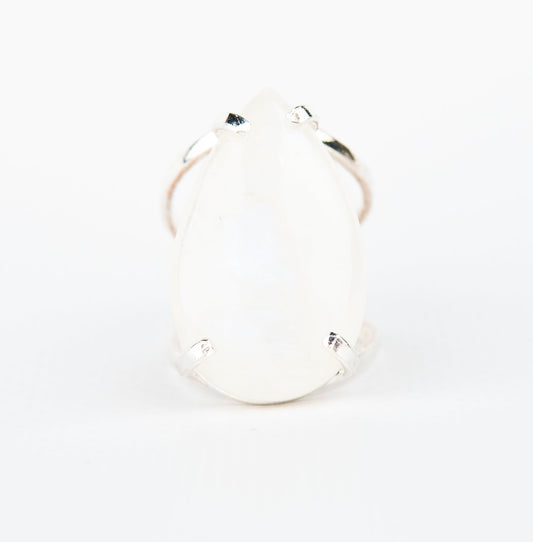 Каблучка з місячним камінням з посрібленням onesize Mk-6