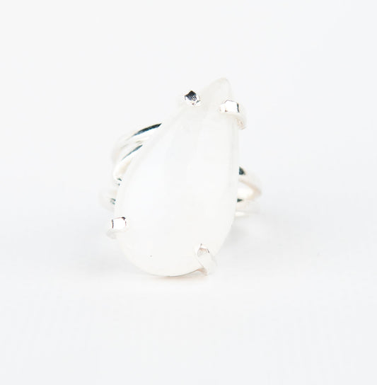 Каблучка з місячним камінням з посрібленням onesize Mk-7