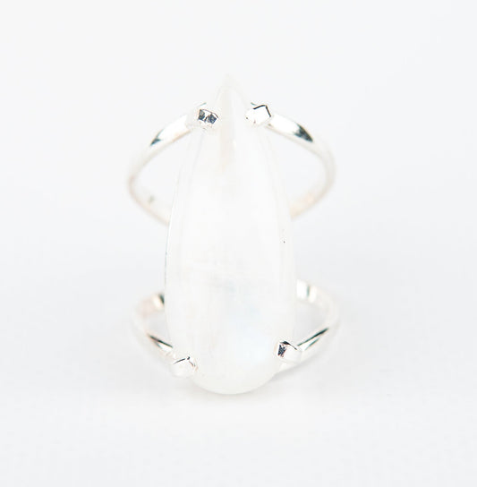 Каблучка з місячним камінням з посрібленням onesize Mk-9