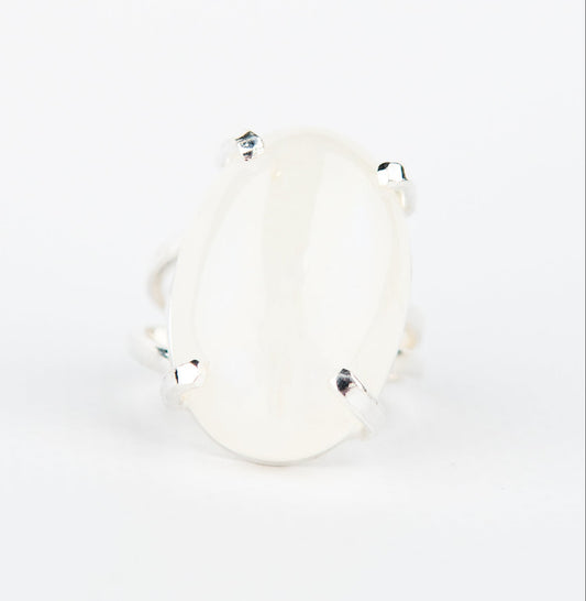 Каблучка з місячним камінням з посрібленням onesize Mk-11