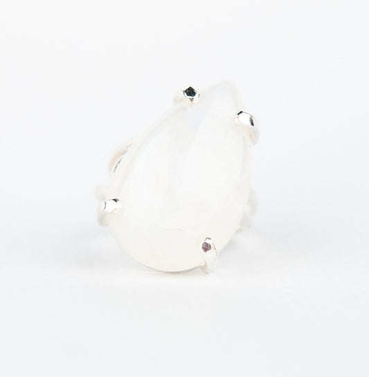 Каблучка з місячним камінням з посрібленням onesize Mk-13