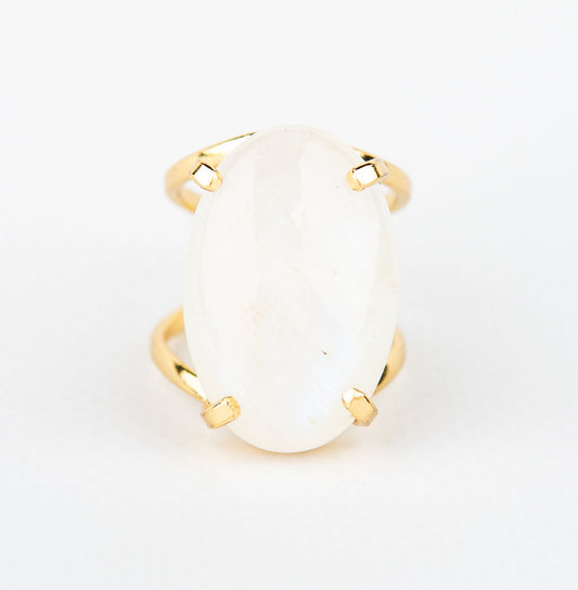 Каблучка з місячним камінням з позолотою onesize Mk-2