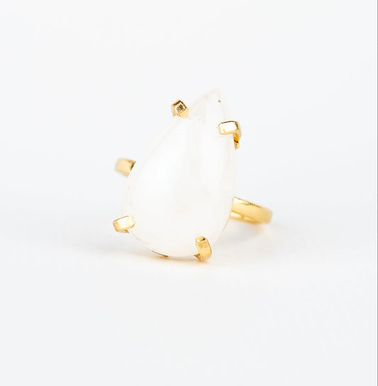 Каблучка з місячним камінням з позолотою onesize Mk-1