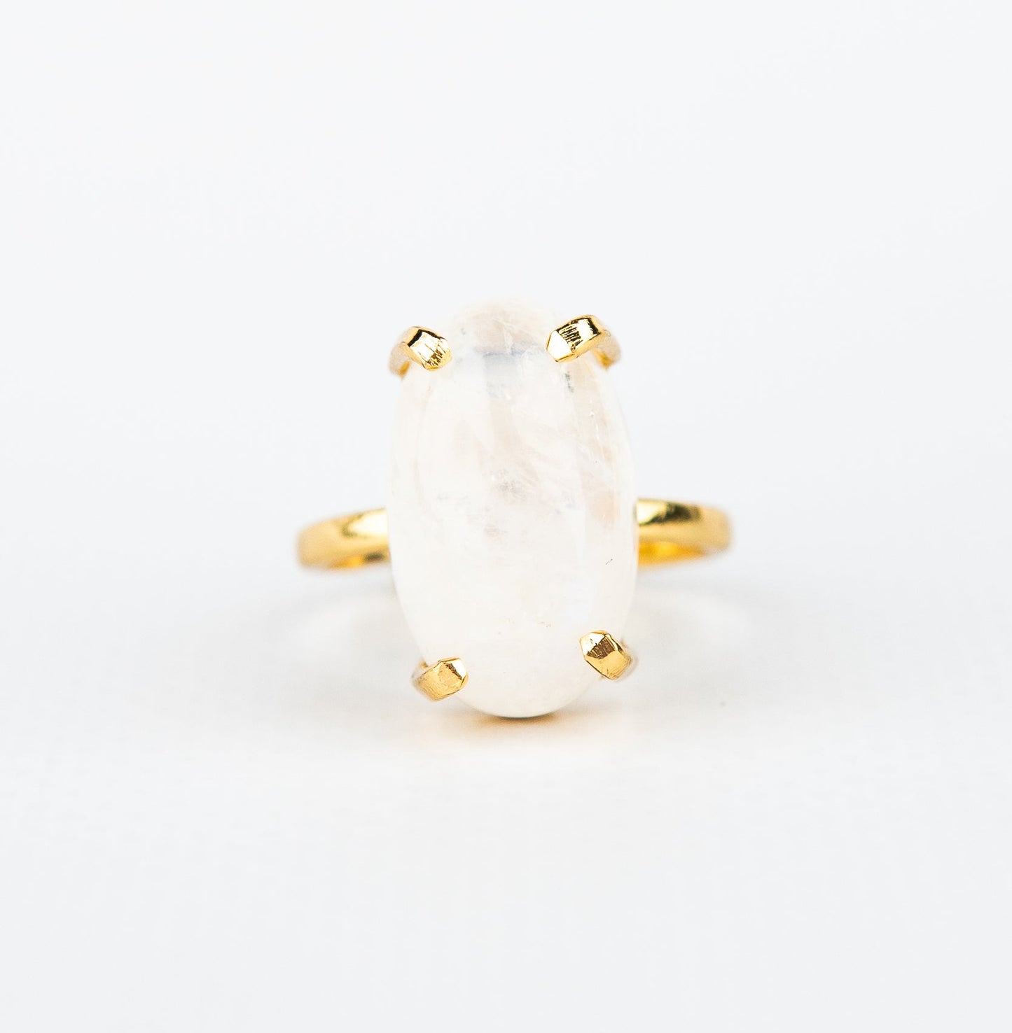 Каблучка з місячним камінням з позолотою onesize Mk-3