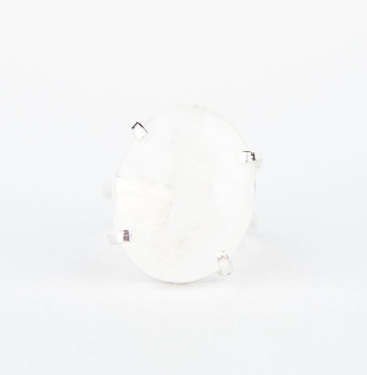 Кольцо с прозрачным Хрусталем с посеребрением onesize Cr-25